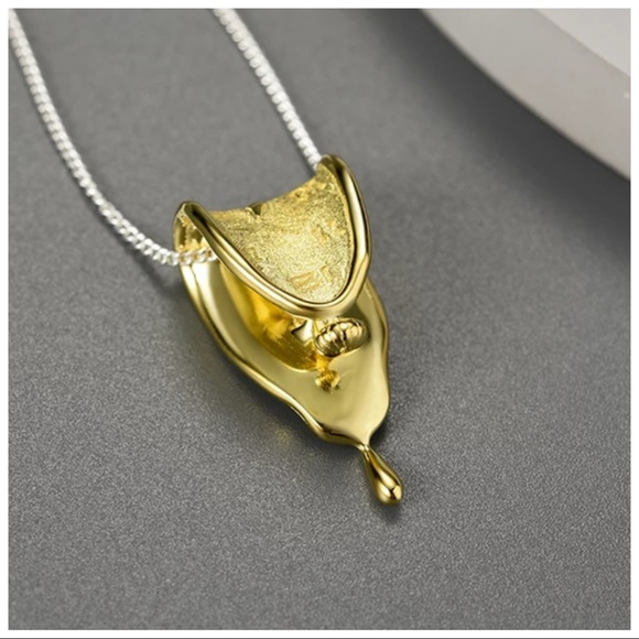 🎁 Artisan Handmade 925 Silver The Zyah Melted Clock Necklace - Picture 4 of 7